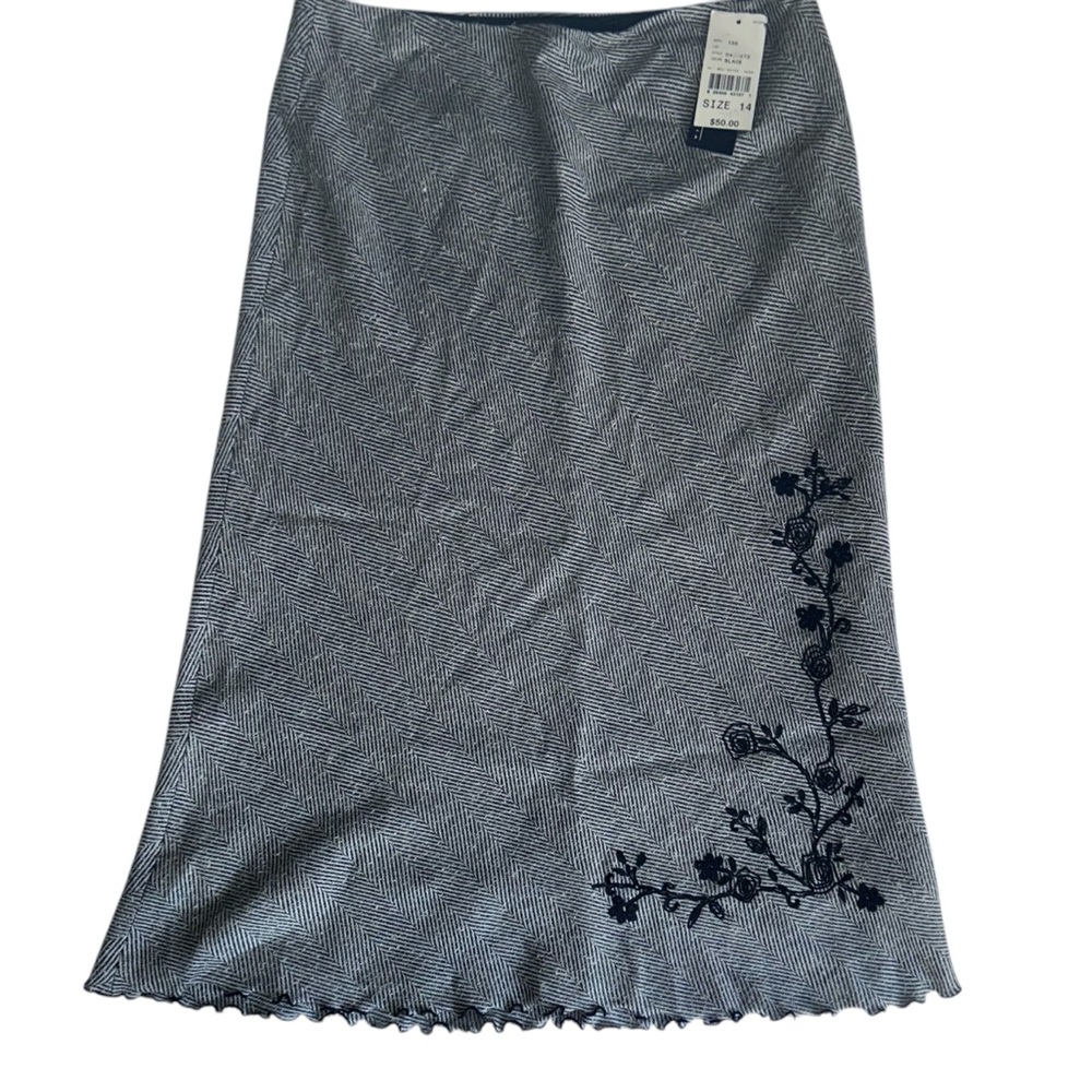 Vintage AGB Byer California Skirt With Embroidery, Size 14, Lined, NWT
